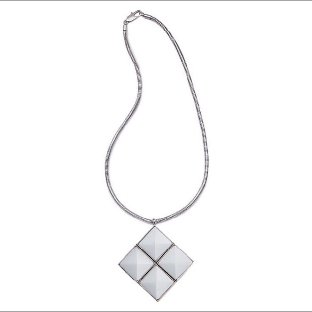 Tory Burch Pyramid Large Pendant Silver Necklace